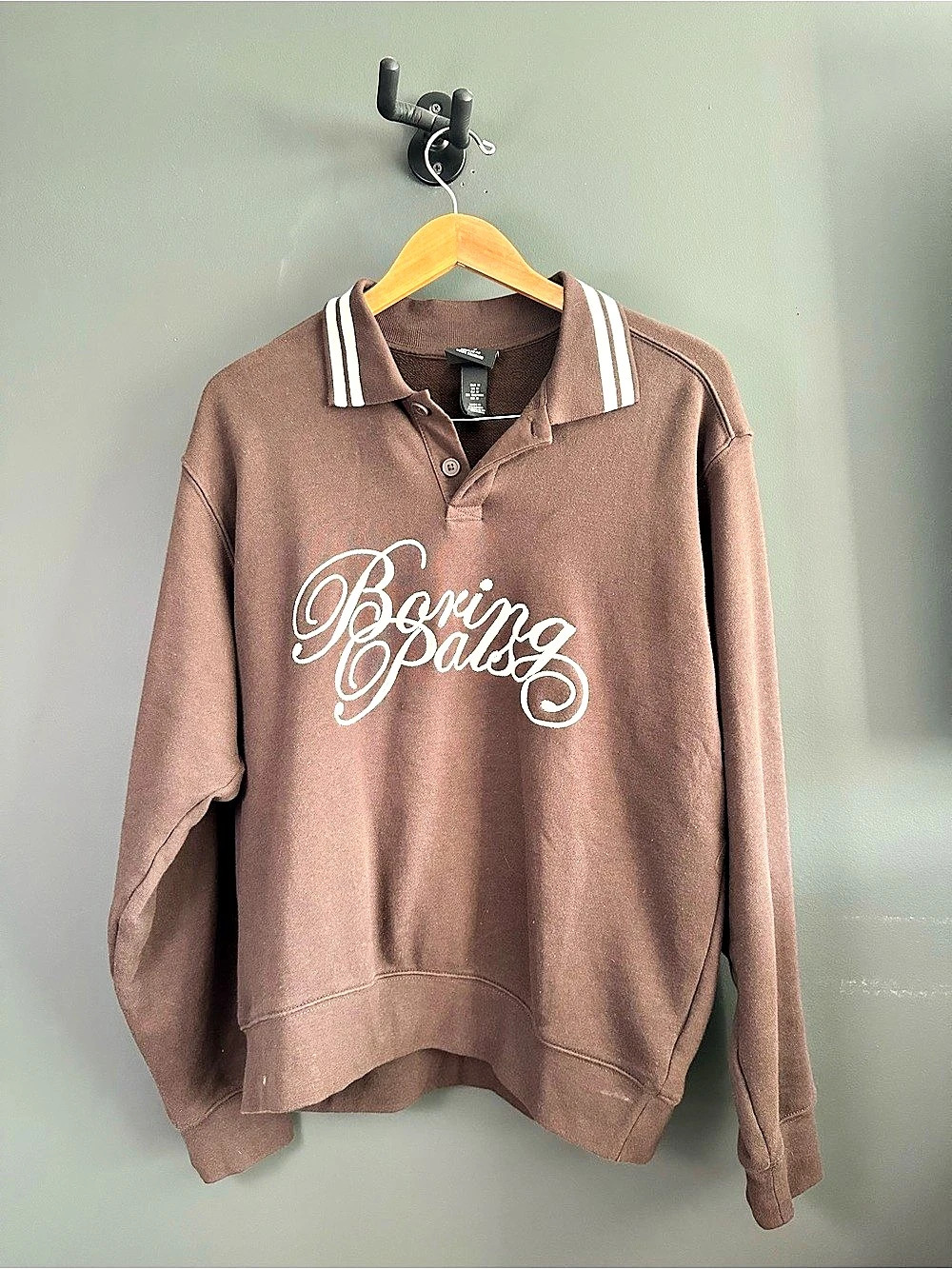 H&Medium Long Sleeve Polo Brown & Blue Size Medium